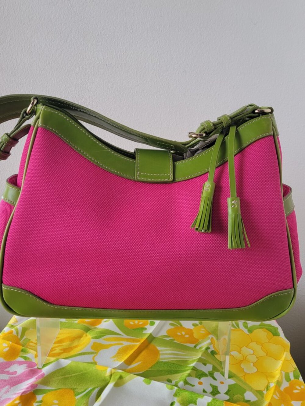 NWOT Vintage Y2K Liz Claiborne Colorblock Canvas Shoulder Bag - Picture 3 of 16
